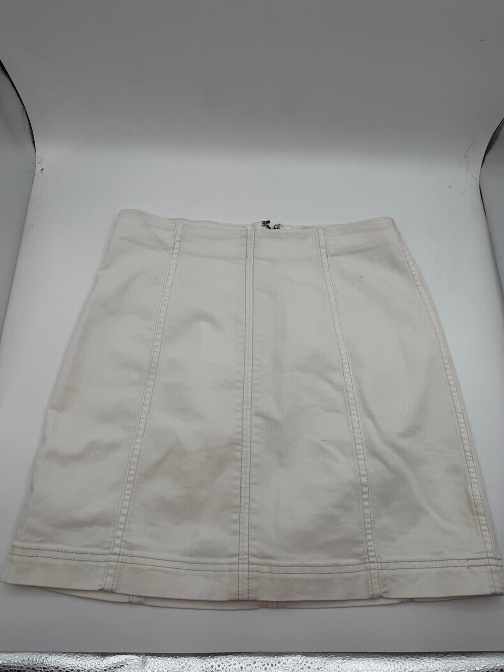 Free People "Modern Femme" white denim jean mini skirt size 8